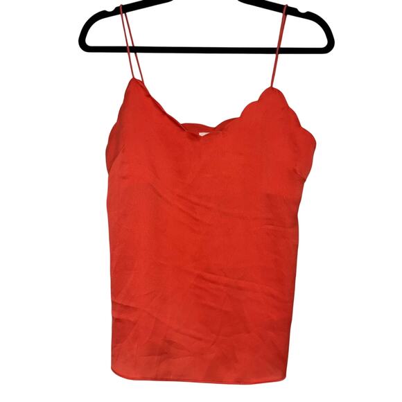 harlyn Tops - Harlyn Orange Scalloped Satin Camisole Tank Top Womens XS Capsule Wardrobe Basic